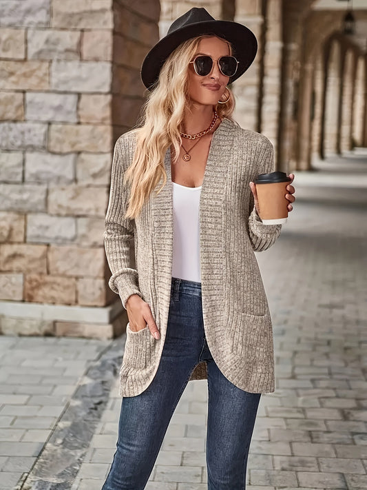 Damen Cardigan Herbst Fleece Warm Strickjacke - IdealeKleiden
