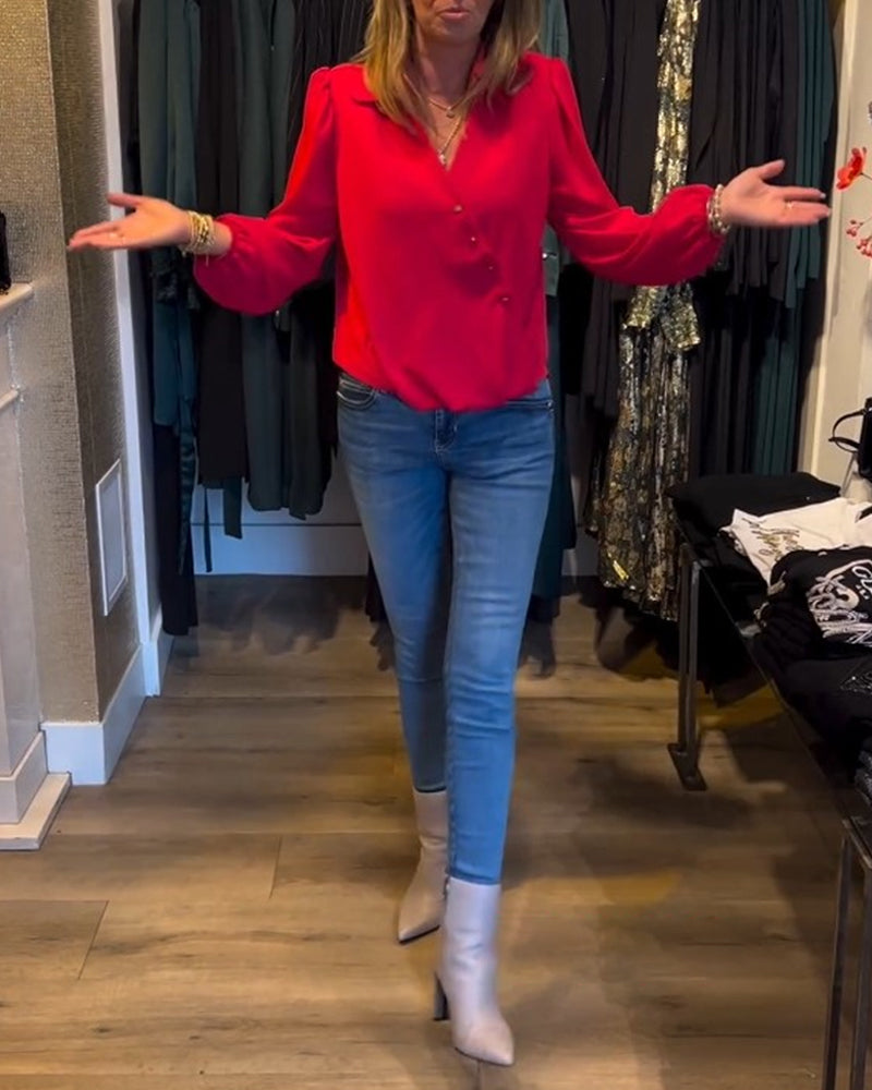 Elegant Blouse with Puff Sleeves