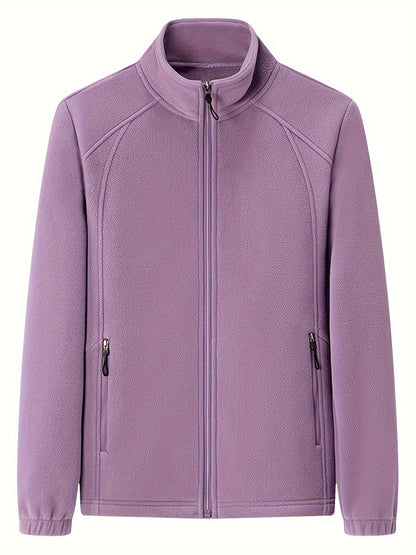 Women's Fleece Jacket Warm Stand-up Collar Long Sleeve