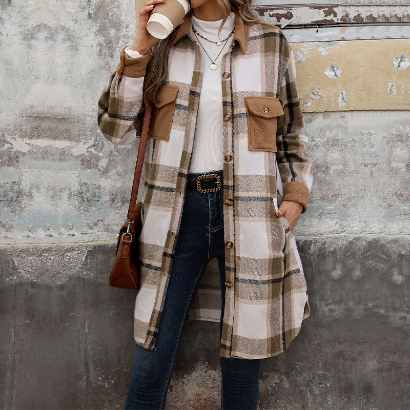 Women's Plaid Long-Sleeve Jacket