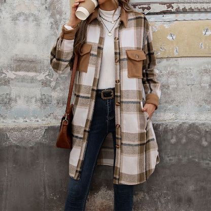 Women's Plaid Long-Sleeve Jacket
