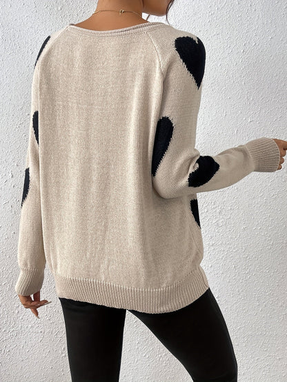 Romantischer Pullover Herz Muster Weich - IdealeKleiden