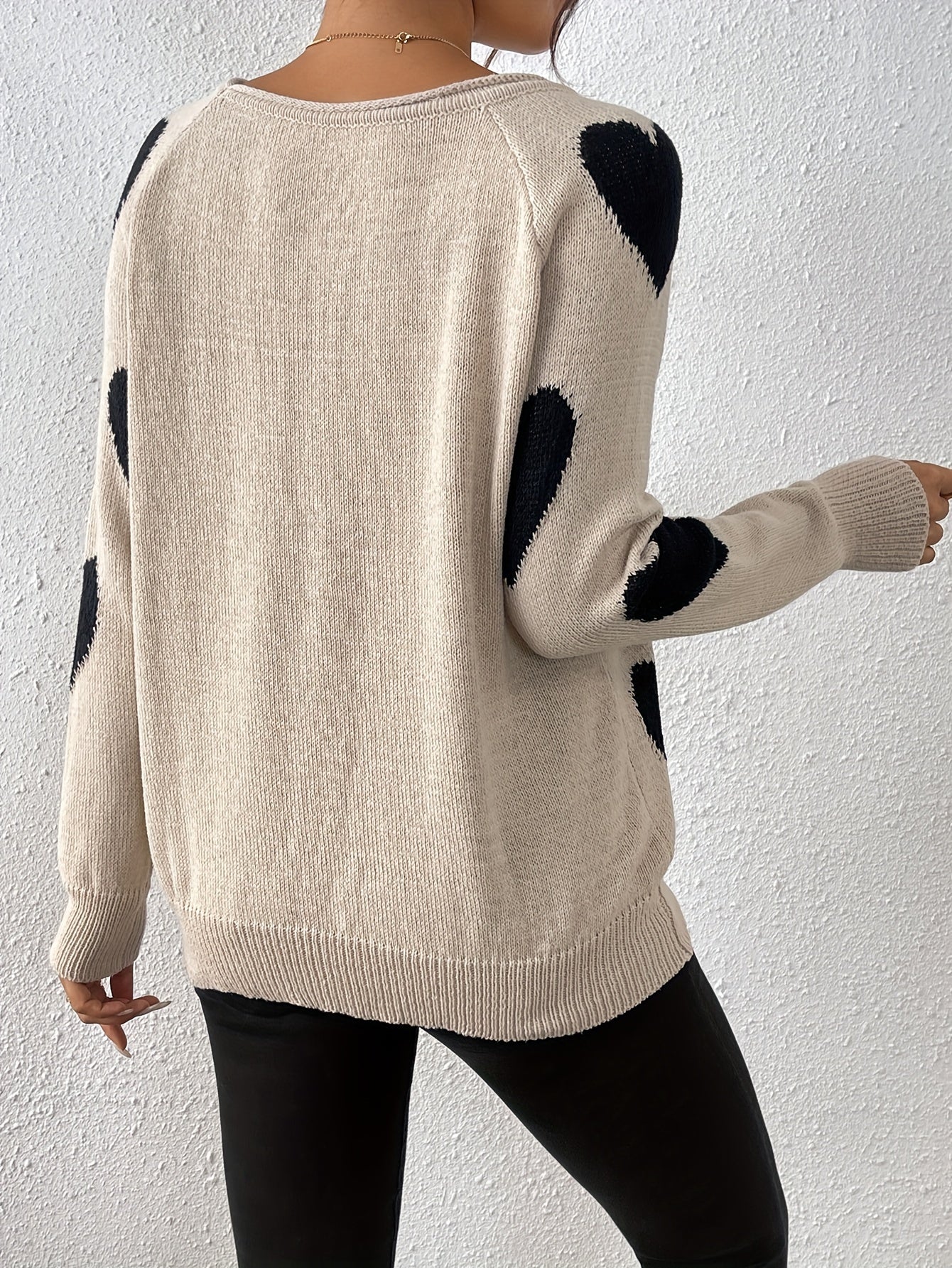 Romantischer Pullover Herzmuster Wintermode - IdealeKleiden