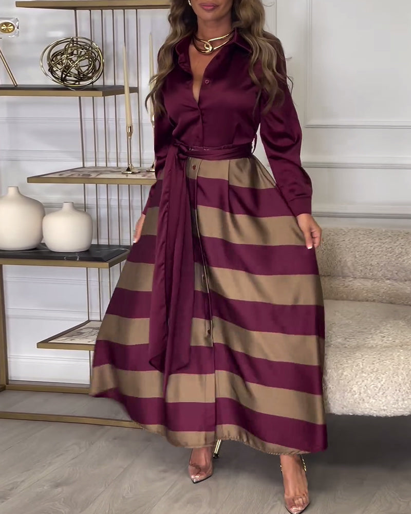 Women's Striped Dress Elegant Design