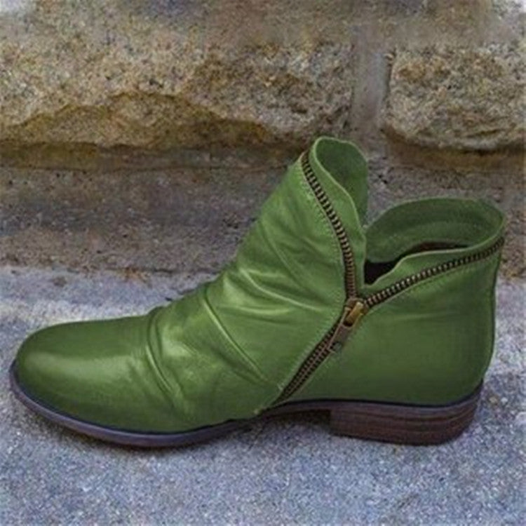 Women's High Zipper Leather Boots