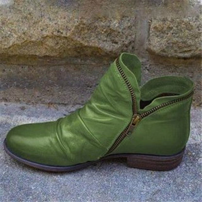 Women's High Zipper Leather Boots