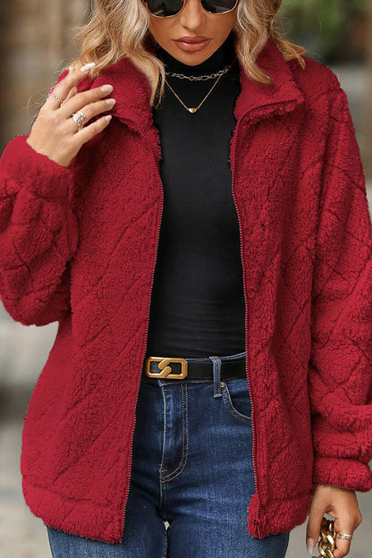 Luxus Plusch Jacke Diamant Optik