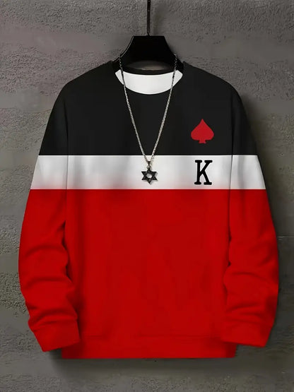 Lässiger Pullover Rundhals Grafik Design - IdealeKleiden