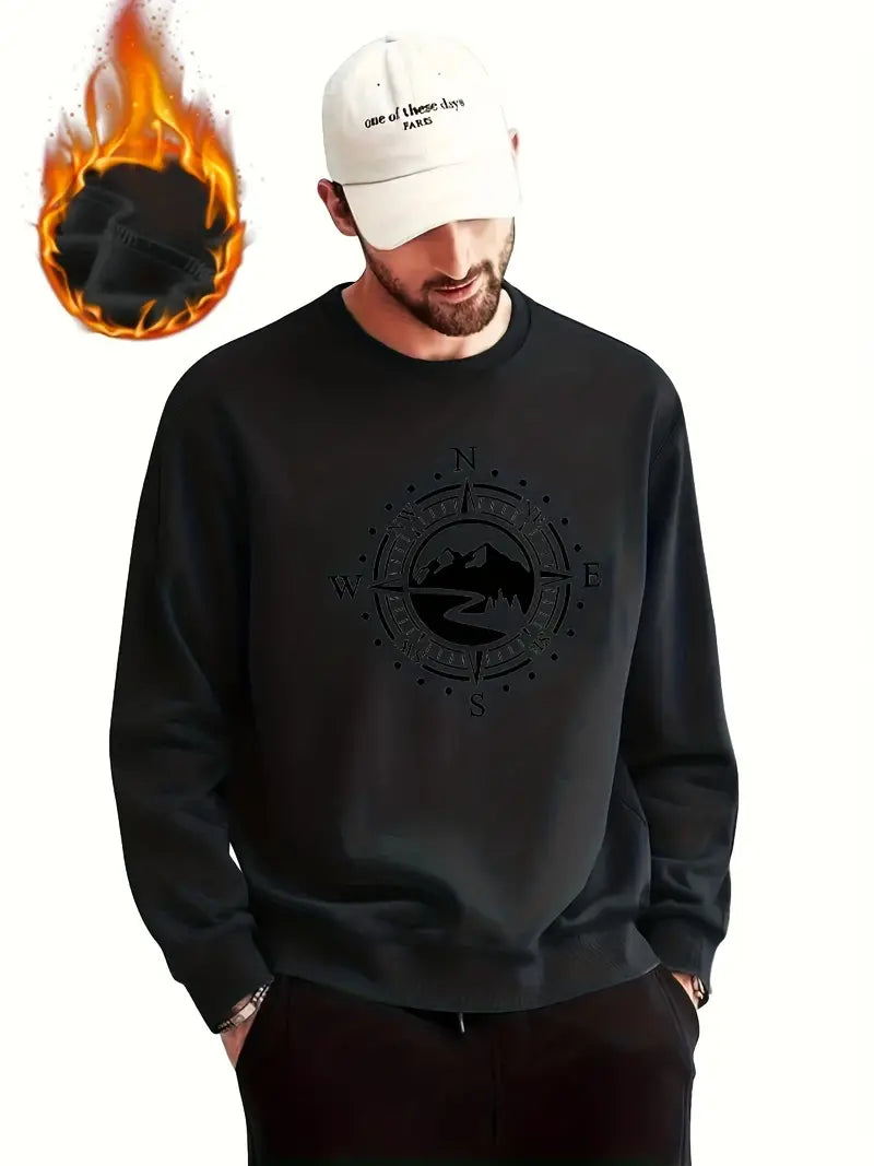 Men's Sweater Compass Pattern Trendy