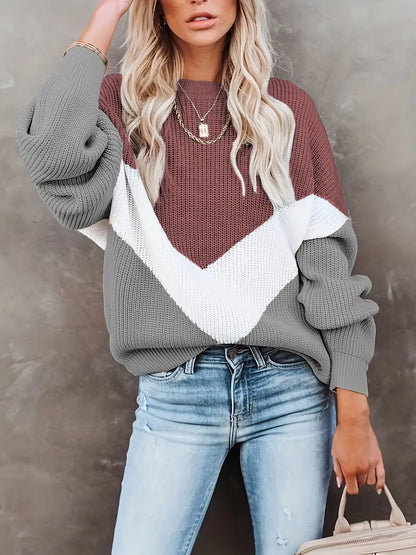 Women's Pullover Colorblock Round Neck