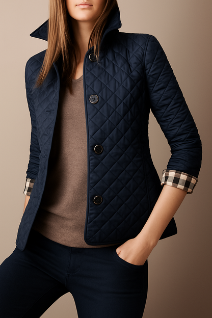 Women's Quilted Jacket Modern Lapel Collar