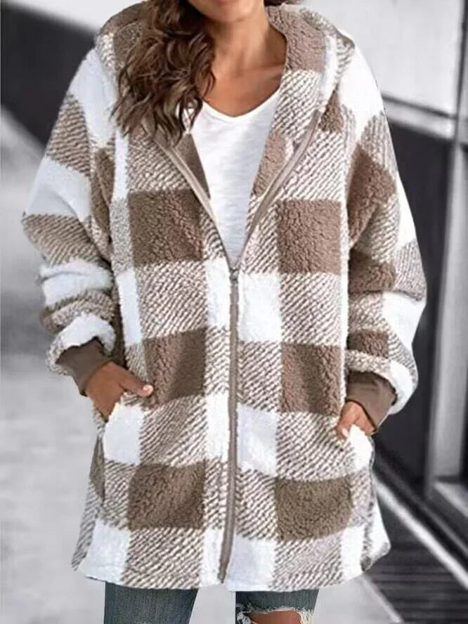 Large Plaid Winter Coat Plus Size