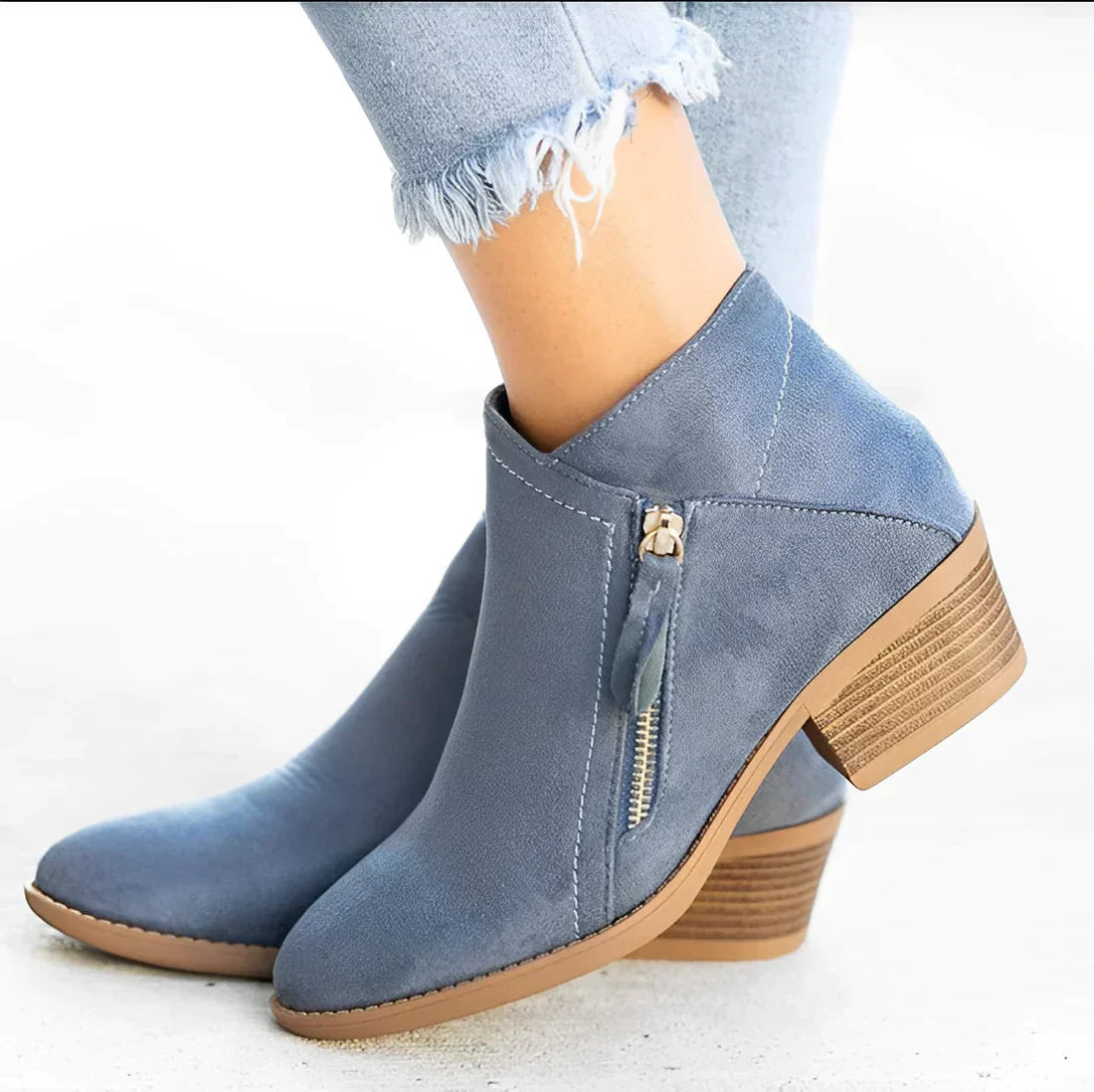 Fashionable Women's Boots Quick Release Chunky Heel Pointed Toe