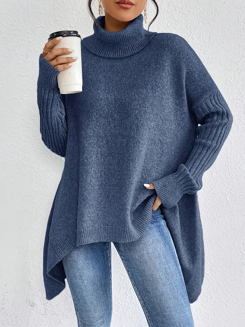 Bequemer Rollkragenpullover Lang Elegant