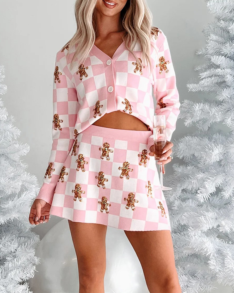 Christmas Outfit | Knitted Sweater Short Skirt Women's Suit