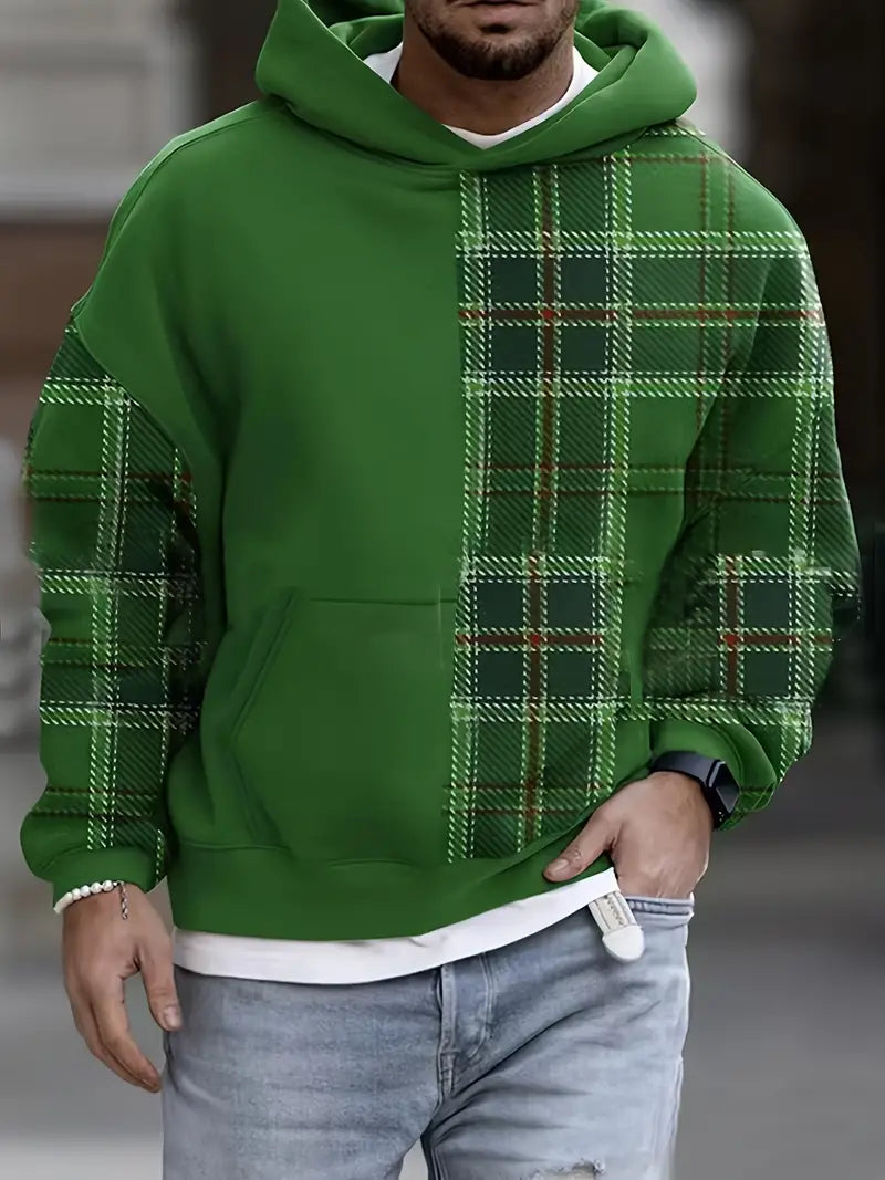 Karierter Kapuzenpullover Männer Trendy - IdealeKleiden
