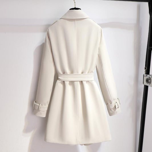 Damen Gürtel Doppelreiher Elegant Mantel - IdealeKleiden