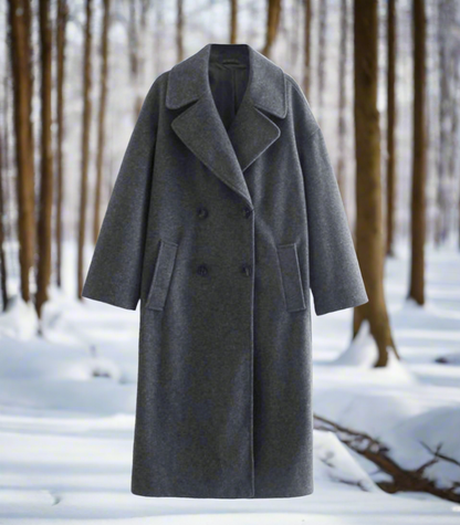 Women's Coat Wool Blend Classic Double-Breasted Fastening