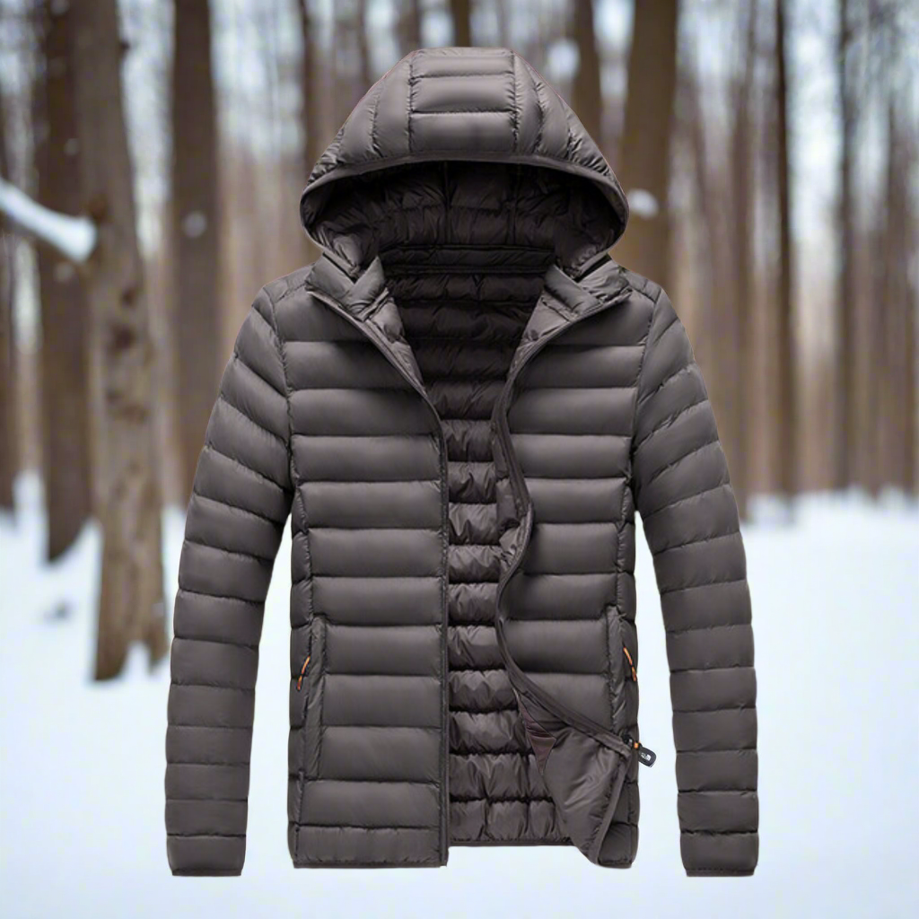 Down Jacket Light Warm Quilted Detachable Hood