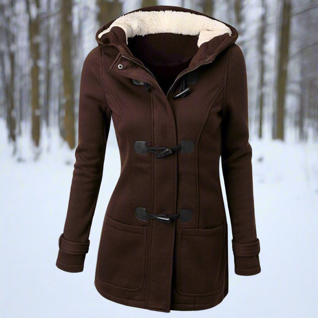 Warm Wool Duffle Coat Hood Fleece Lined