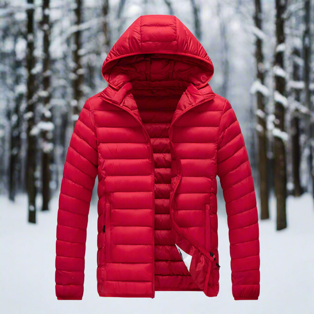 Down Jacket Light Warm Quilted Detachable Hood