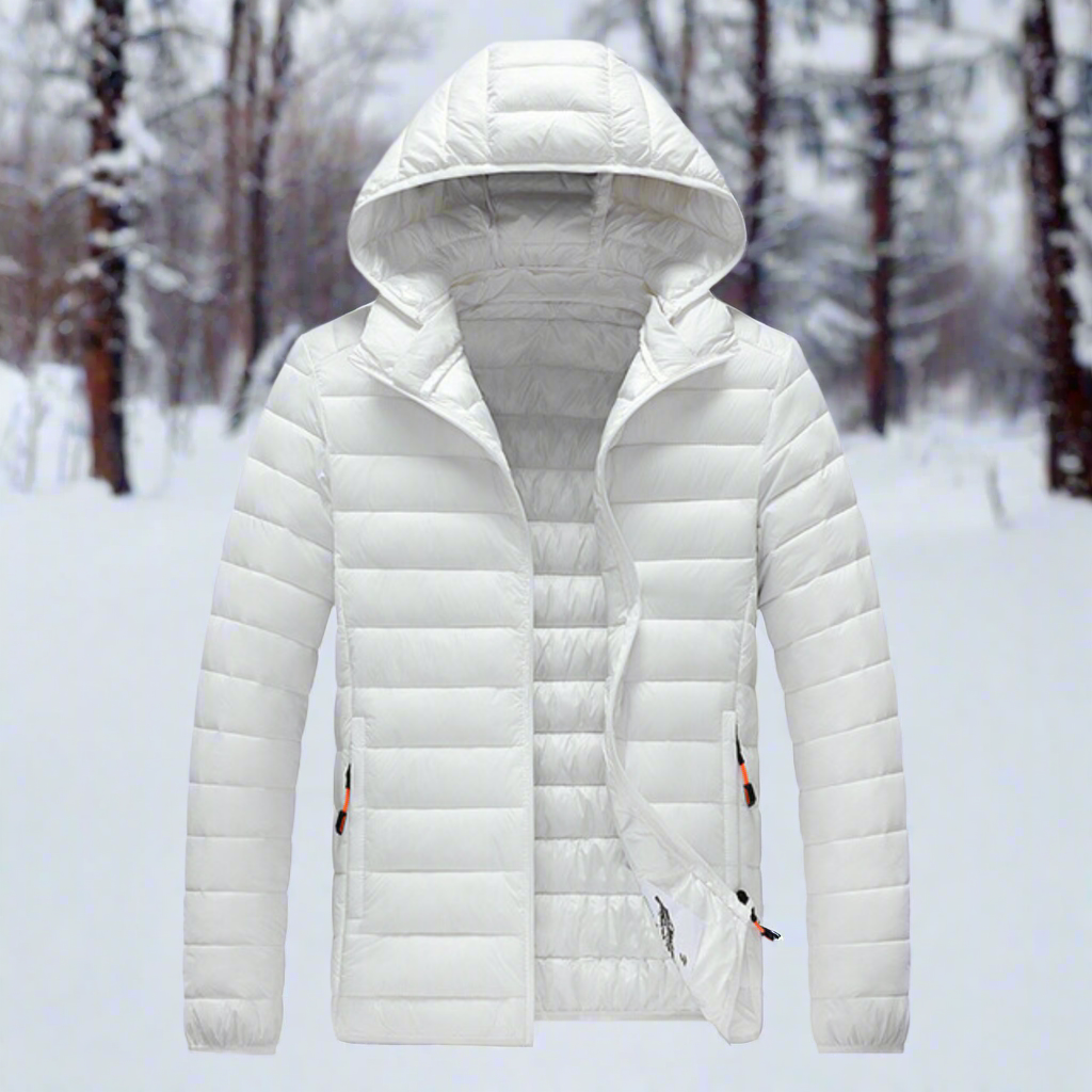 Down Jacket Light Warm Quilted Detachable Hood