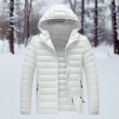 Down Jacket Light Warm Quilted Detachable Hood