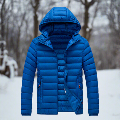Down Jacket Light Warm Quilted Detachable Hood
