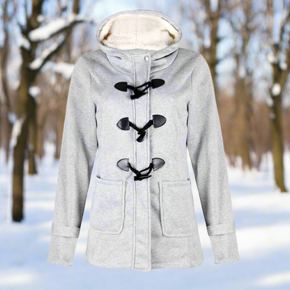 Warm Wool Duffle Coat Hood Fleece Lined