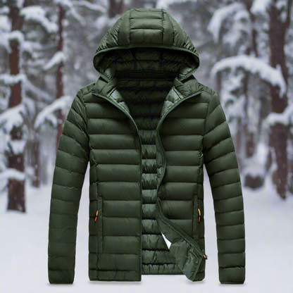 Down Jacket Light Warm Quilted Detachable Hood