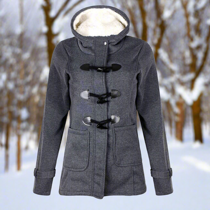 Warm Wool Duffle Coat Hood Fleece Lined