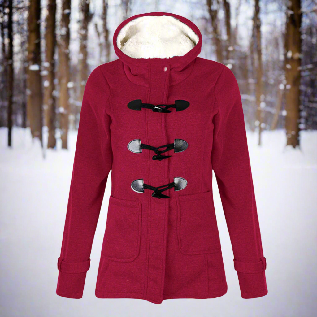 Warm Wool Duffle Coat Hood Fleece Lined