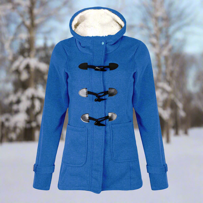 Warm Wool Duffle Coat Hood Fleece Lined