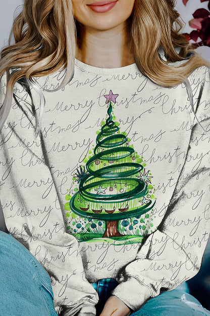 Christmas Sweater Long Sleeve Colorblock Printed