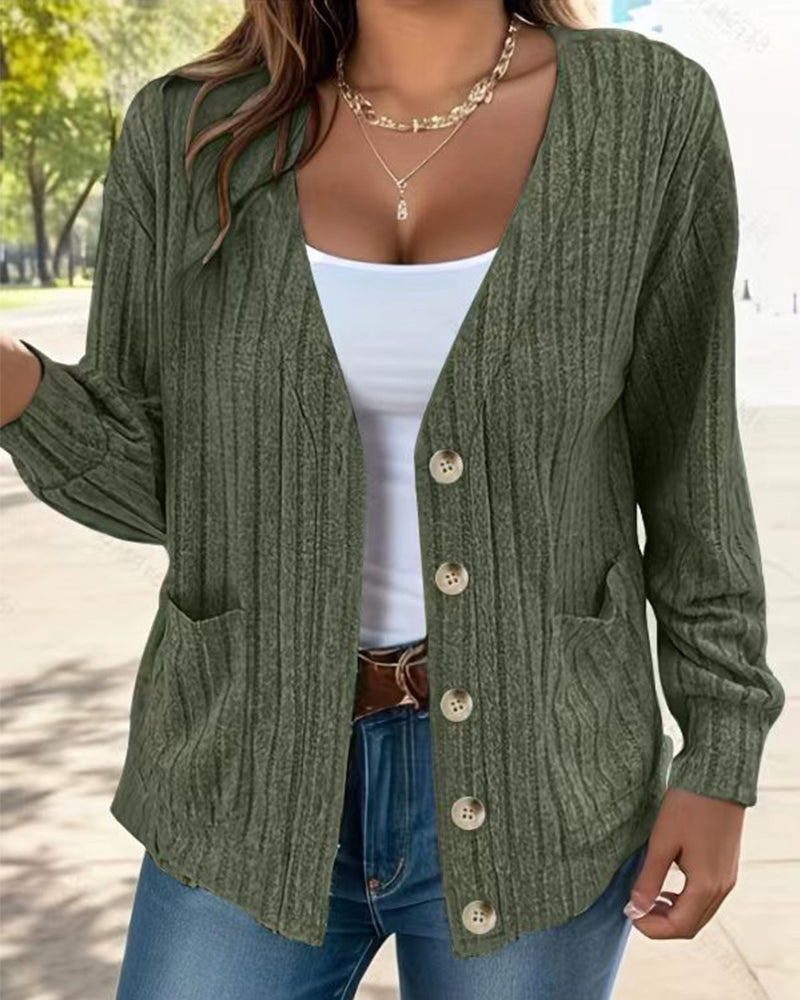 Women's Long-Sleeved V-Neck Coat