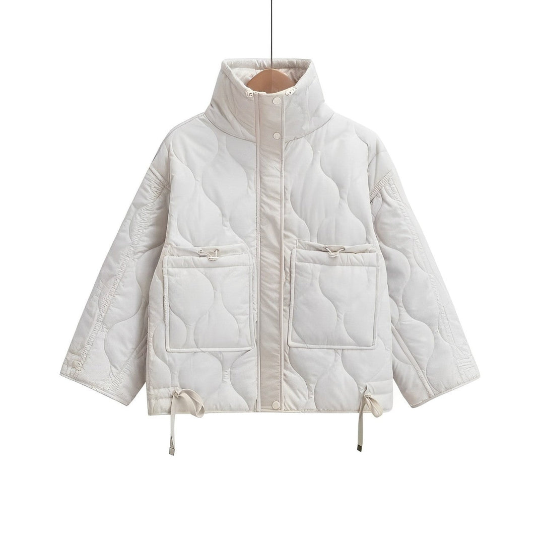 Fashionable Cotton Jacket for Women, Hip-Length with Stand-Up Collar