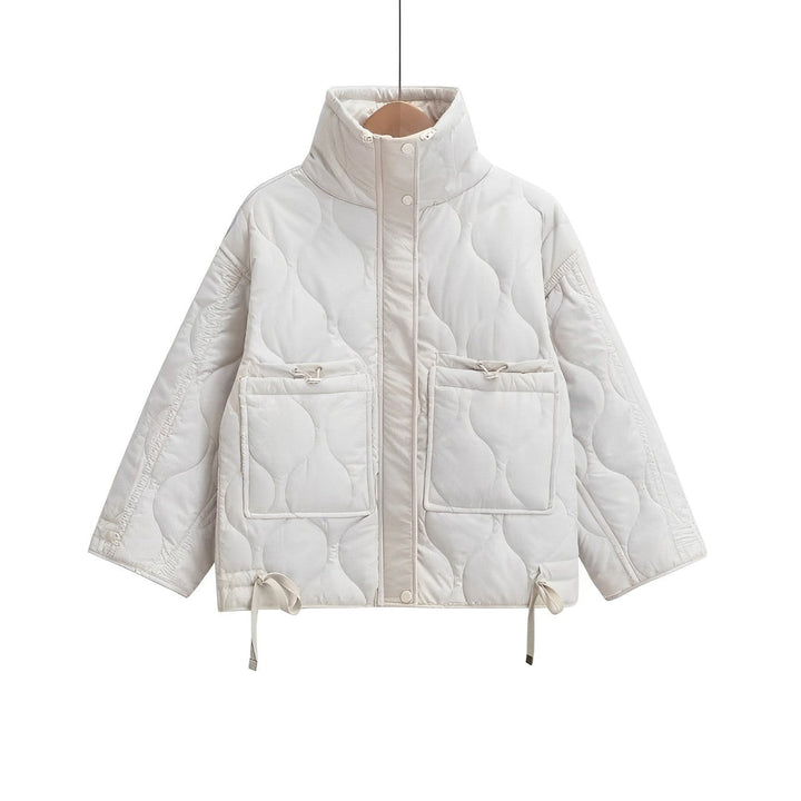 Fashionable Cotton Jacket for Women, Hip-Length with Stand-Up Collar