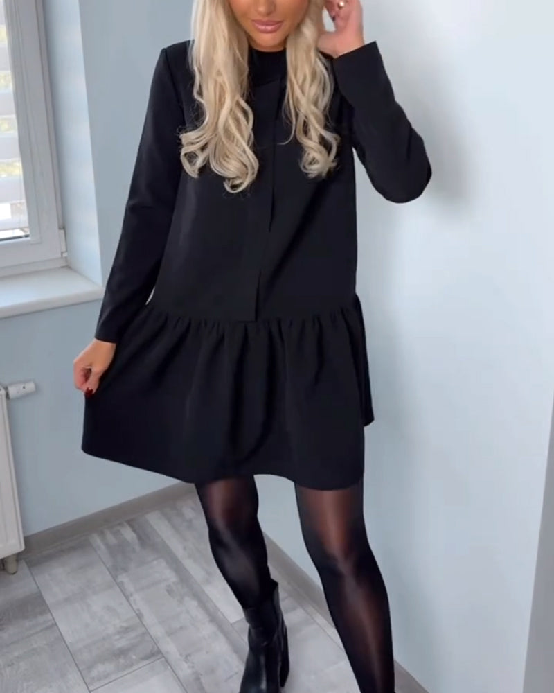 Elegant Clothing | Long Sleeve Pleated Skirt Women's Dress