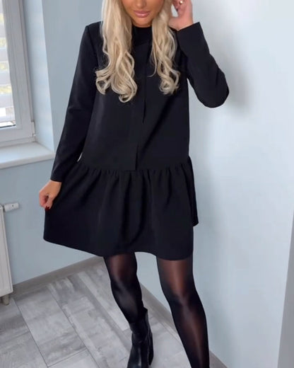 Elegant Clothing | Long Sleeve Pleated Skirt Women's Dress