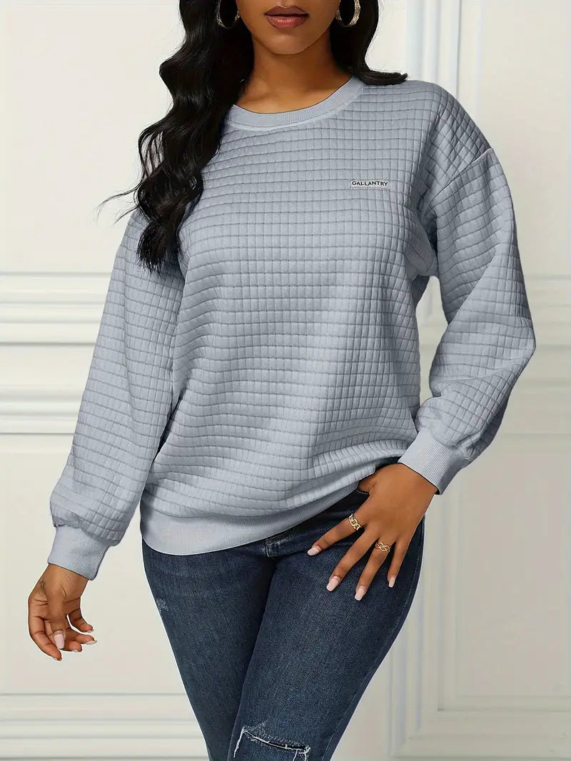 Olivia - Comfortable Waffle Knit Relaxed Fit Pullover