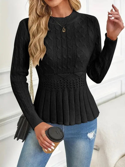 Comfortable Chunky Knit Round Neck Sweater Women's Fashion