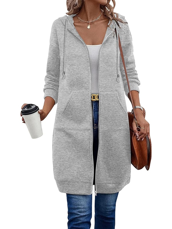 Women's Long Sleeve Hooded Zipper Jacket