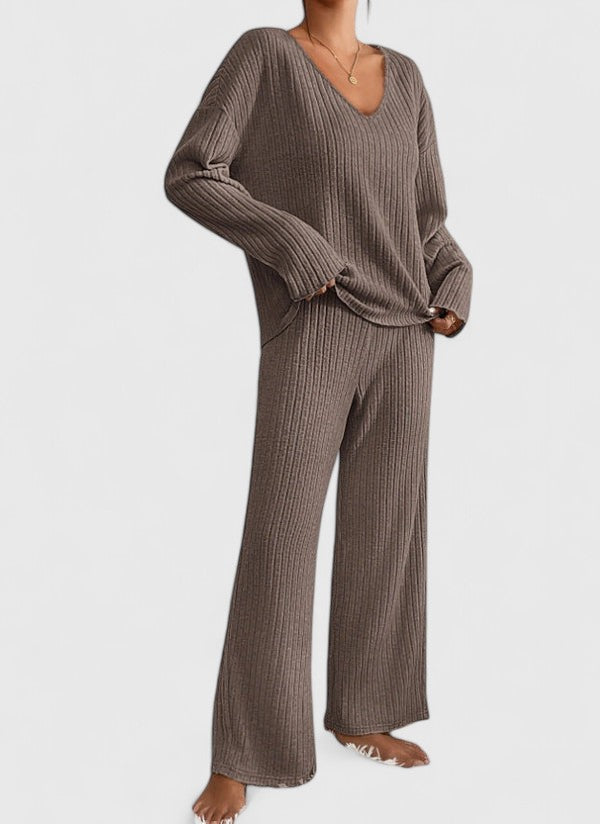 Women's Loungewear Set Ribbed Knit Pants Comfortable