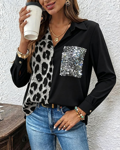 Leopard Print Elegant Contrast Stone