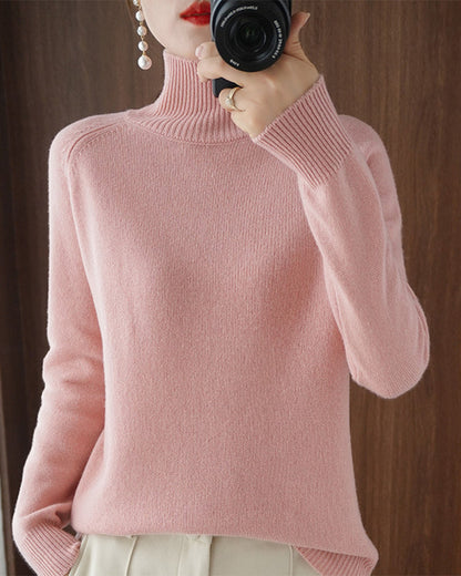 Elegant Solid Color Long-Sleeve Sweater