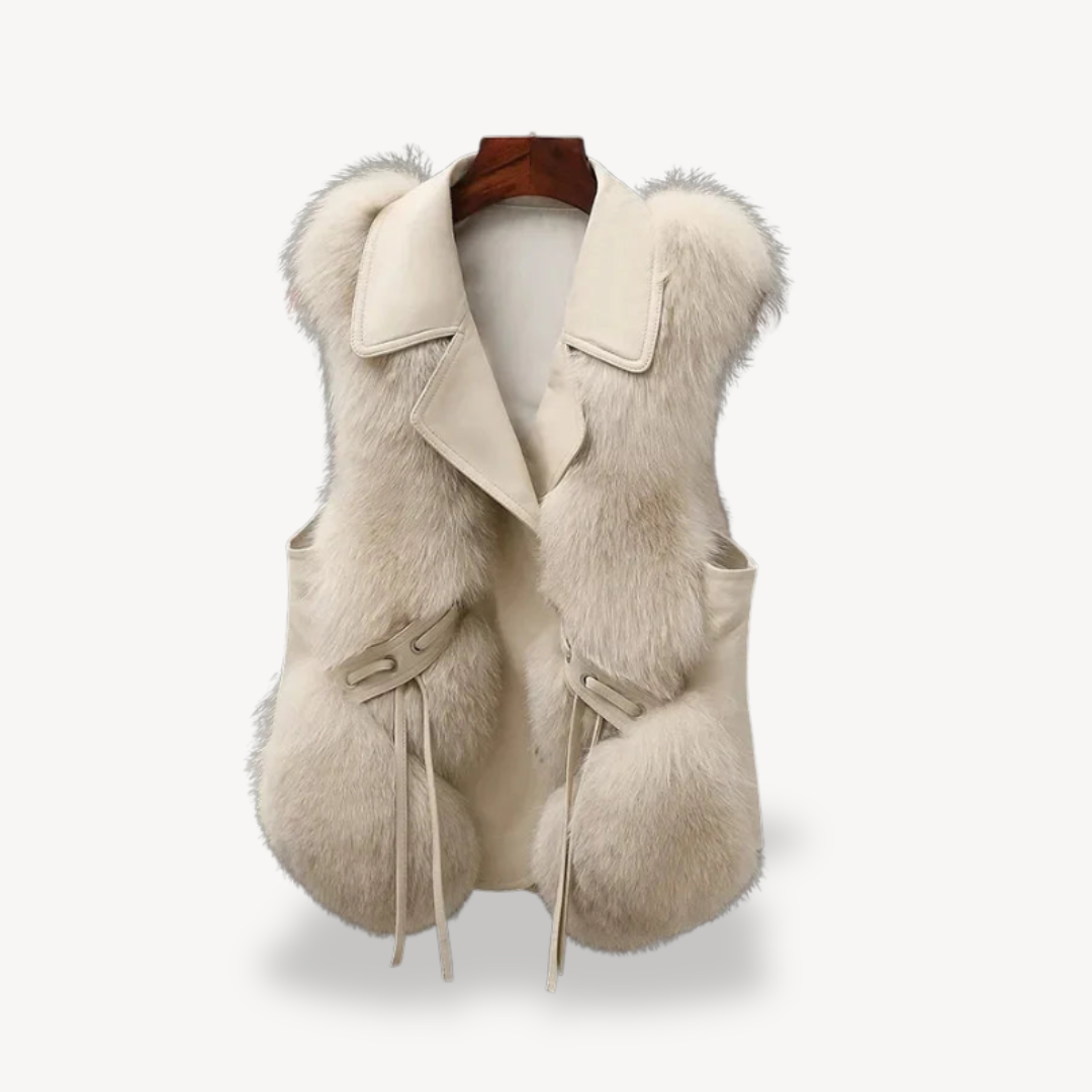 Stylish Leather Vest Women Faux Fur Coat