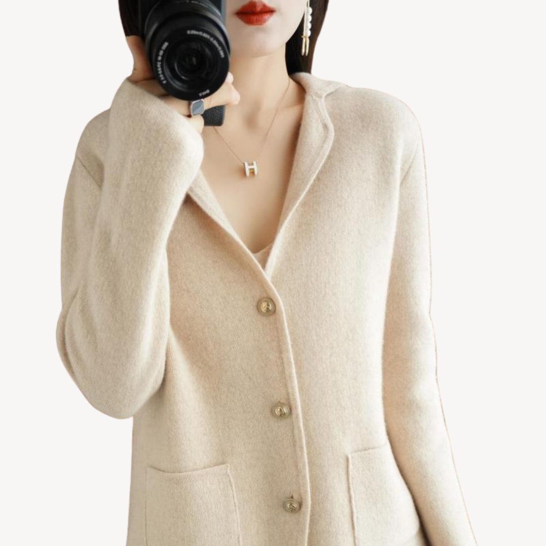 Women's Wool Cardigan Elegant Buttons