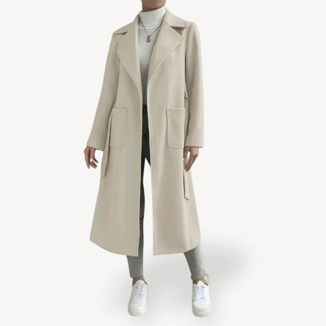 Elegant Women's Long Coat with Pockets