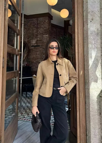 Ledermantel Damen Zeitlos Elegant - IdealeKleiden