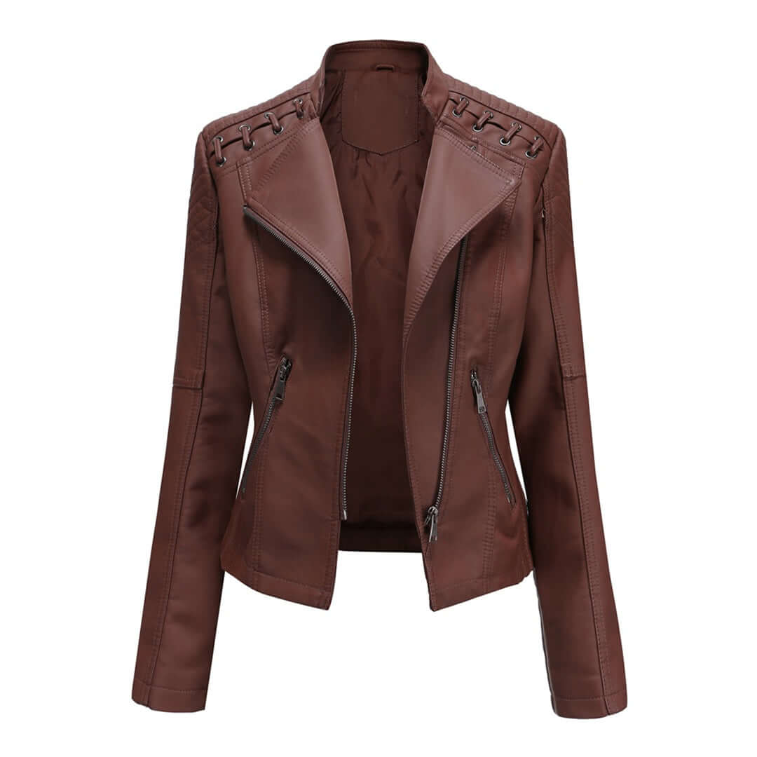 Fashionable Women's Leather Biker Jacket